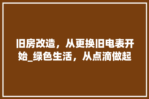 旧房改造，从更换旧电表开始_绿色生活，从点滴做起