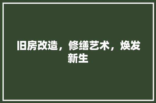 旧房改造，修缮艺术，焕发新生
