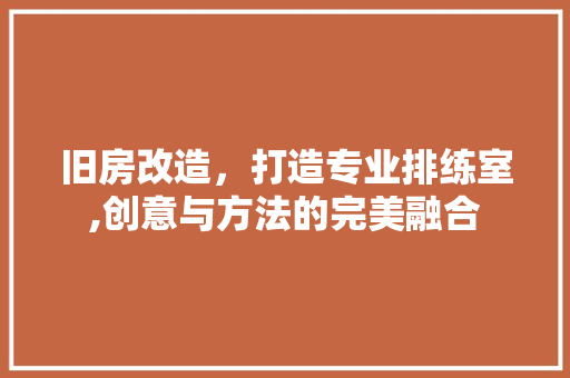 旧房改造，打造专业排练室,创意与方法的完美融合