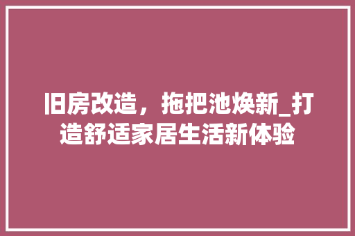 旧房改造，拖把池焕新_打造舒适家居生活新体验