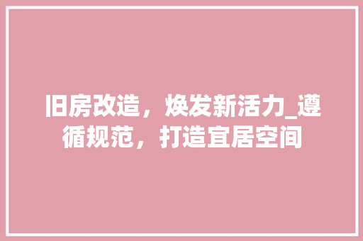 旧房改造，焕发新活力_遵循规范，打造宜居空间