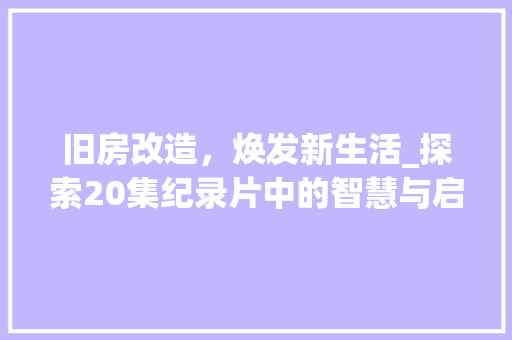 旧房改造，焕发新生活_探索20集纪录片中的智慧与启示