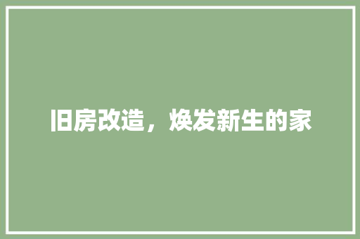 旧房改造，焕发新生的家