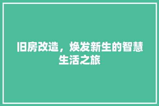 旧房改造，焕发新生的智慧生活之旅