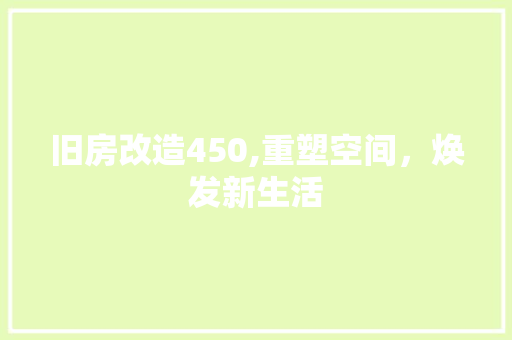 旧房改造450,重塑空间，焕发新生活