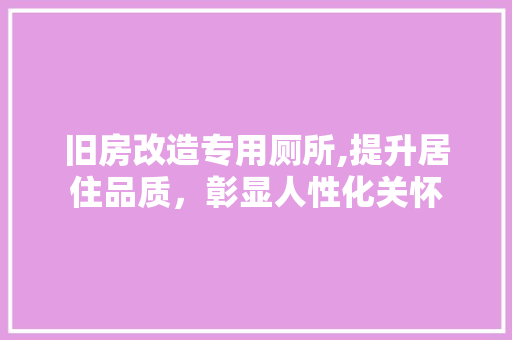 旧房改造专用厕所,提升居住品质，彰显人性化关怀
