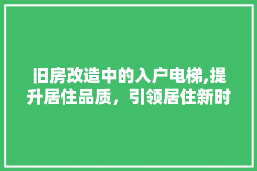 旧房改造中的入户电梯,提升居住品质，引领居住新时代