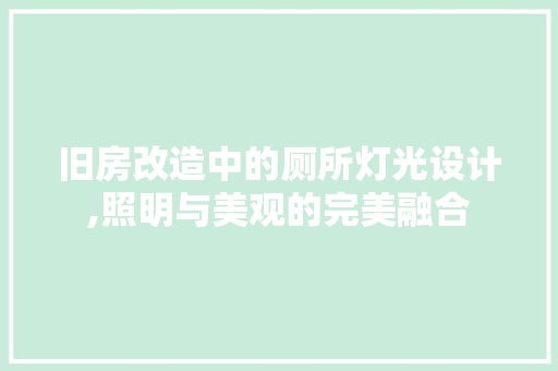 旧房改造中的厕所灯光设计,照明与美观的完美融合