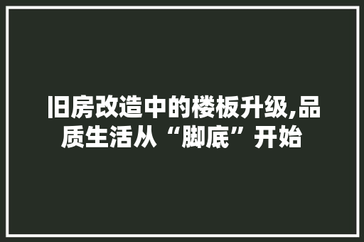 旧房改造中的楼板升级,品质生活从“脚底”开始