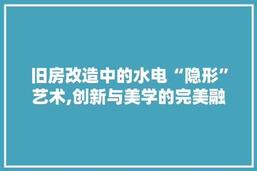旧房改造中的水电“隐形”艺术,创新与美学的完美融合