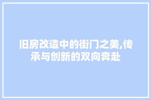 旧房改造中的街门之美,传承与创新的双向奔赴