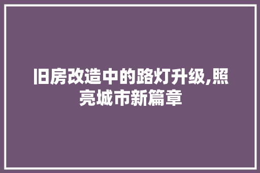 旧房改造中的路灯升级,照亮城市新篇章
