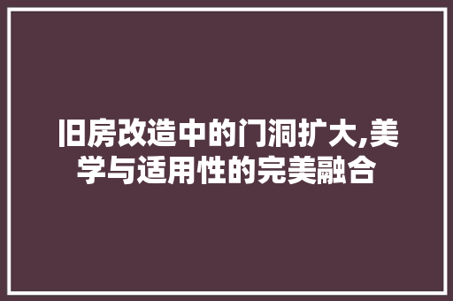 旧房改造中的门洞扩大,美学与适用性的完美融合