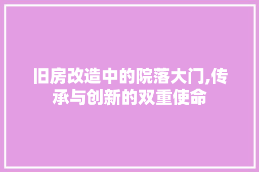 旧房改造中的院落大门,传承与创新的双重使命