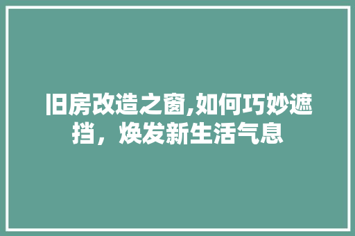 旧房改造之窗,如何巧妙遮挡，焕发新生活气息