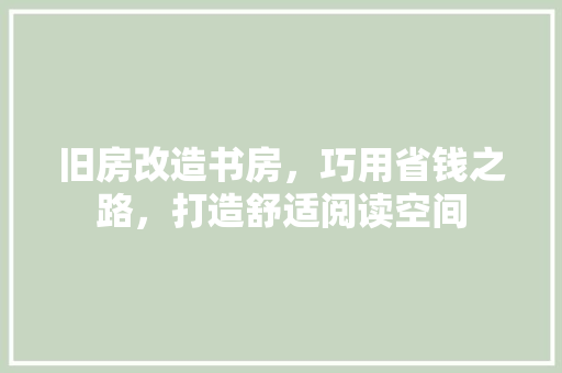 旧房改造书房，巧用省钱之路，打造舒适阅读空间