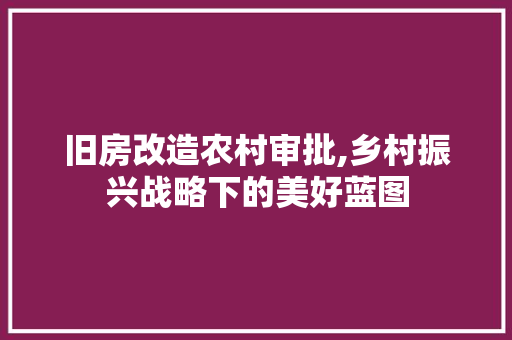 旧房改造农村审批,乡村振兴战略下的美好蓝图
