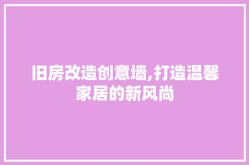 旧房改造创意墙,打造温馨家居的新风尚