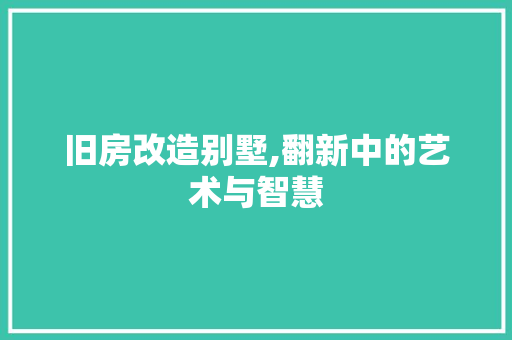 旧房改造别墅,翻新中的艺术与智慧