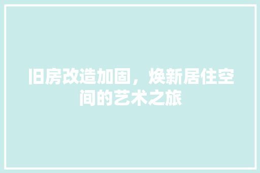 旧房改造加固，焕新居住空间的艺术之旅