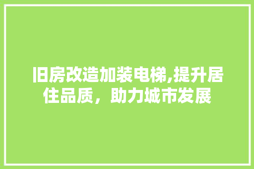 旧房改造加装电梯,提升居住品质，助力城市发展