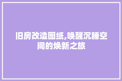 旧房改造图纸,唤醒沉睡空间的焕新之旅