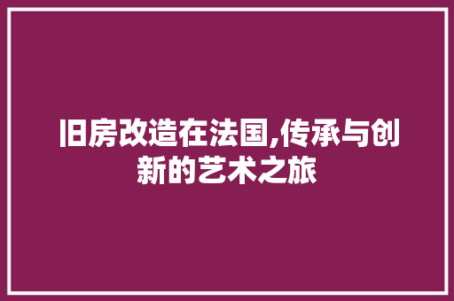 旧房改造在法国,传承与创新的艺术之旅