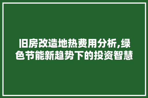 旧房改造地热费用分析,绿色节能新趋势下的投资智慧