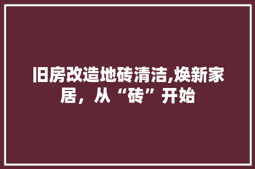 旧房改造地砖清洁,焕新家居，从“砖”开始