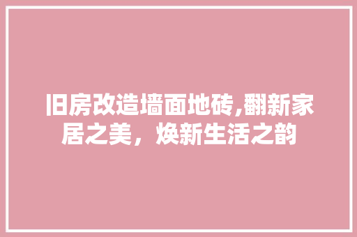 旧房改造墙面地砖,翻新家居之美，焕新生活之韵