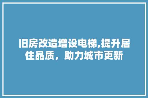 旧房改造增设电梯,提升居住品质，助力城市更新