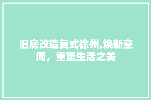 旧房改造复式徐州,焕新空间，重塑生活之美