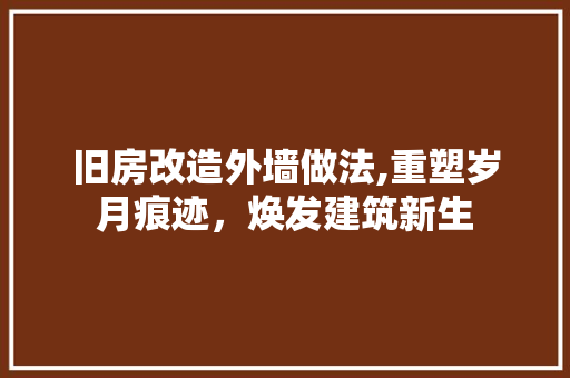 旧房改造外墙做法,重塑岁月痕迹，焕发建筑新生