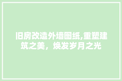 旧房改造外墙图纸,重塑建筑之美，焕发岁月之光