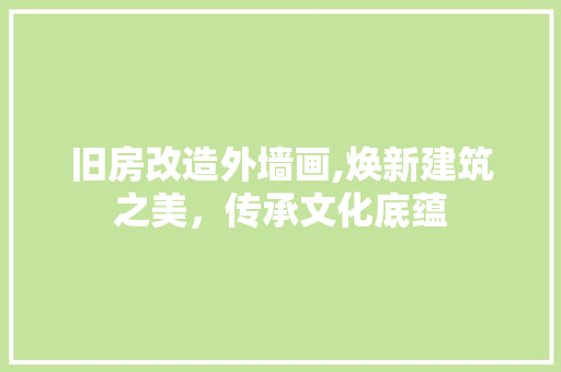 旧房改造外墙画,焕新建筑之美，传承文化底蕴 墙体维修