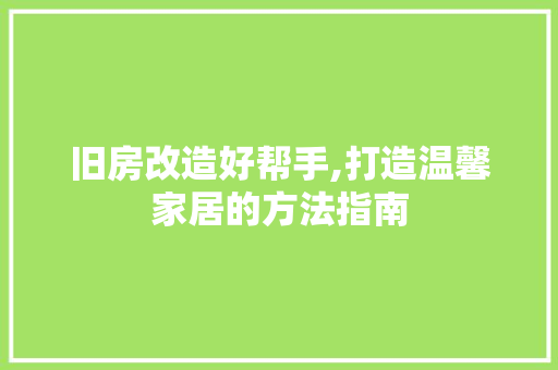 旧房改造好帮手,打造温馨家居的方法指南