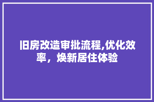 旧房改造审批流程,优化效率，焕新居住体验