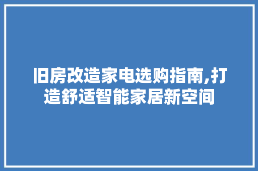 旧房改造家电选购指南,打造舒适智能家居新空间 厨房维修