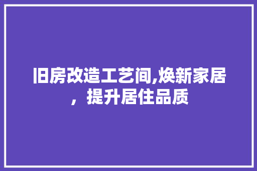 旧房改造工艺间,焕新家居，提升居住品质