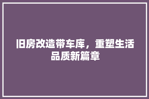 旧房改造带车库，重塑生活品质新篇章