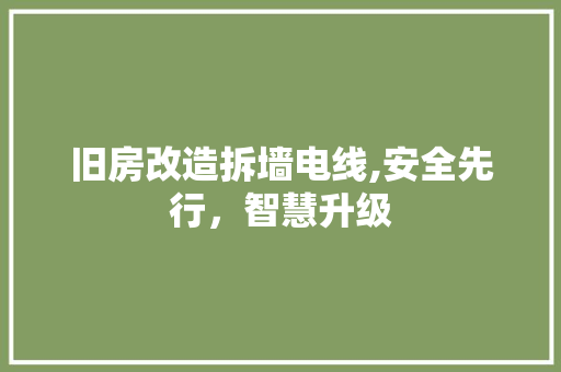 旧房改造拆墙电线,安全先行，智慧升级