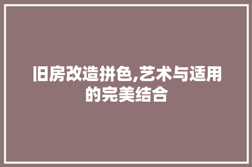 旧房改造拼色,艺术与适用的完美结合