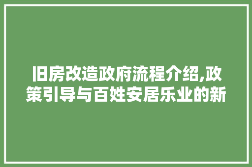 旧房改造政府流程介绍,政策引导与百姓安居乐业的新篇章