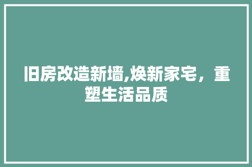 旧房改造新墙,焕新家宅，重塑生活品质