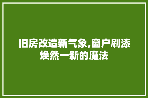 旧房改造新气象,窗户刷漆焕然一新的魔法