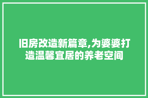 旧房改造新篇章,为婆婆打造温馨宜居的养老空间