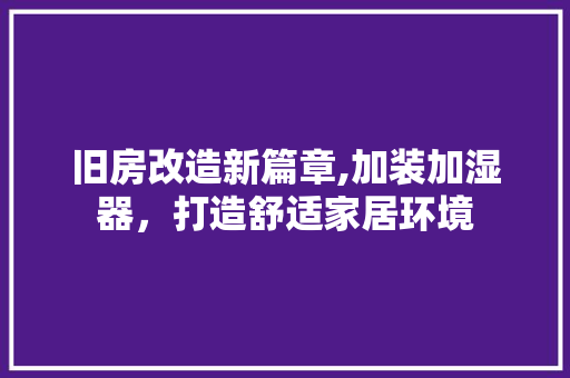 旧房改造新篇章,加装加湿器，打造舒适家居环境
