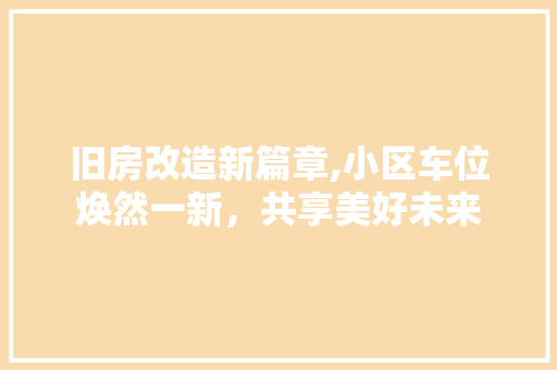 旧房改造新篇章,小区车位焕然一新，共享美好未来