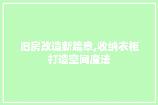 旧房改造新篇章,收纳衣柜打造空间魔法 家电维修