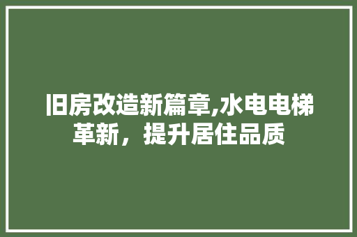 旧房改造新篇章,水电电梯革新，提升居住品质